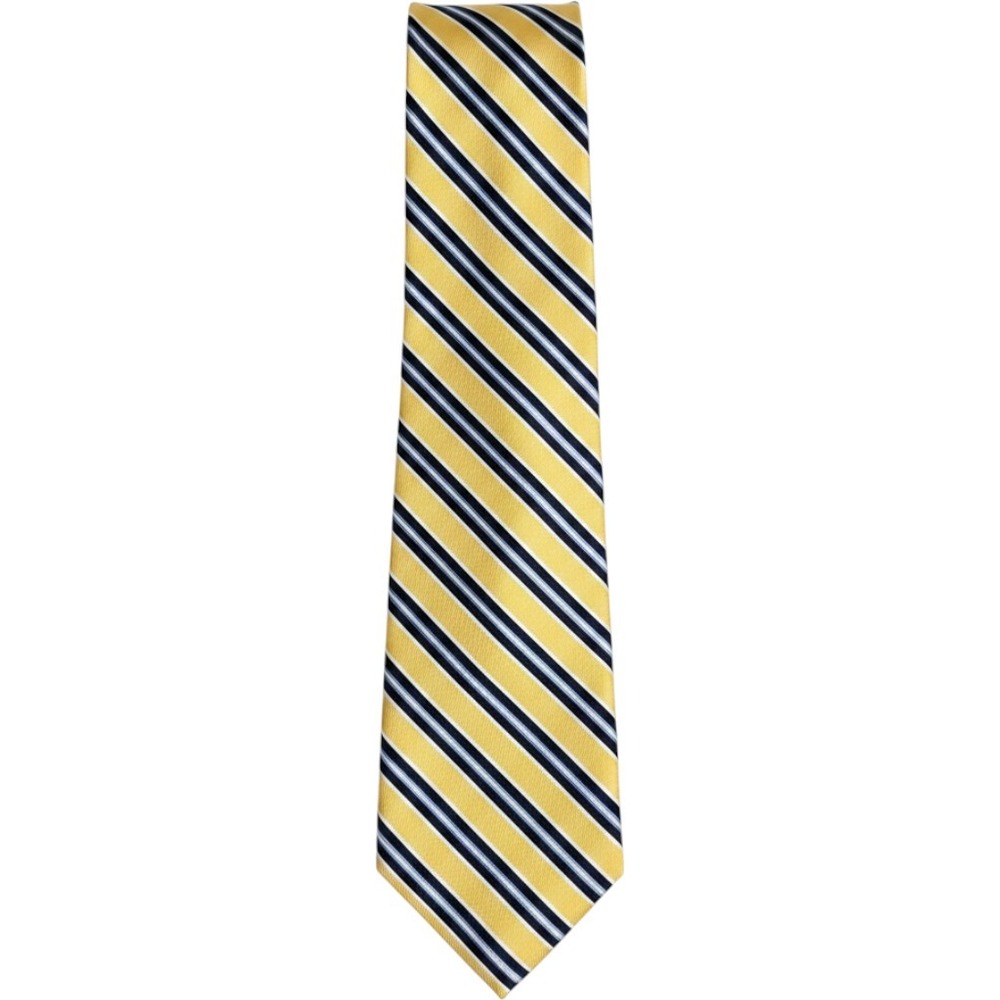 Striped Silk Tie Mens Yellow Blue Good Classic Business